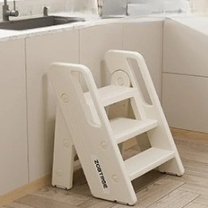 2 Step Foldable Ladder Stool Baby Kids Toddler Bathroom Sink Non Slip Portable Lightweight Escalera Madera Household Kitchen