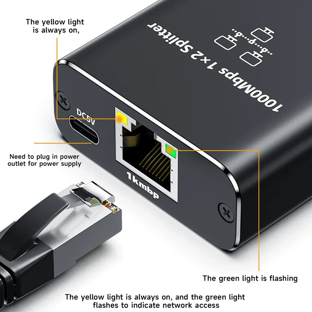 Gigabit Ethernet Switch Rj45 Splitter LAN Gigabit Extension Adapter 1000Mbps Network Connector For PC Laptop TV Box Router