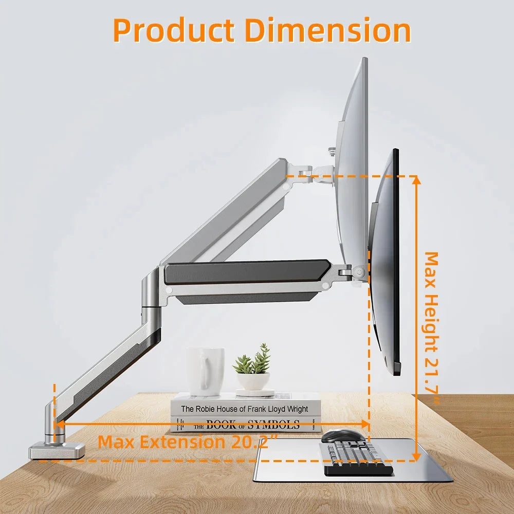 Adjustable Single Monitor Mount, Tilt Rotation Swivel Gas Monitor Arm, with Clamp & Grommet Base,Fits 13 to 32" Computer Monitor