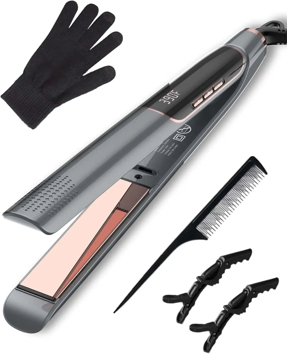 1 Inch Flat Iron Hair Straightener and Curler with 3D Floating Plates, Negative Ion, Double Voltage for Professional Styling