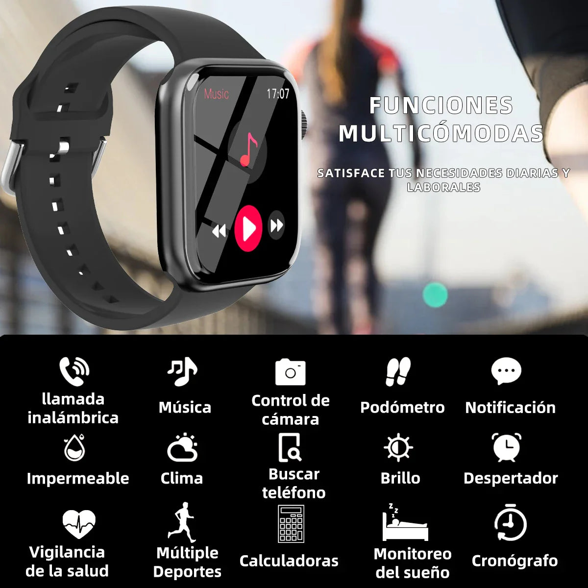 Fashion Sports Smart Watch  Men & Women 1.83in Full Touch Screen Fitness Tracker  Watch