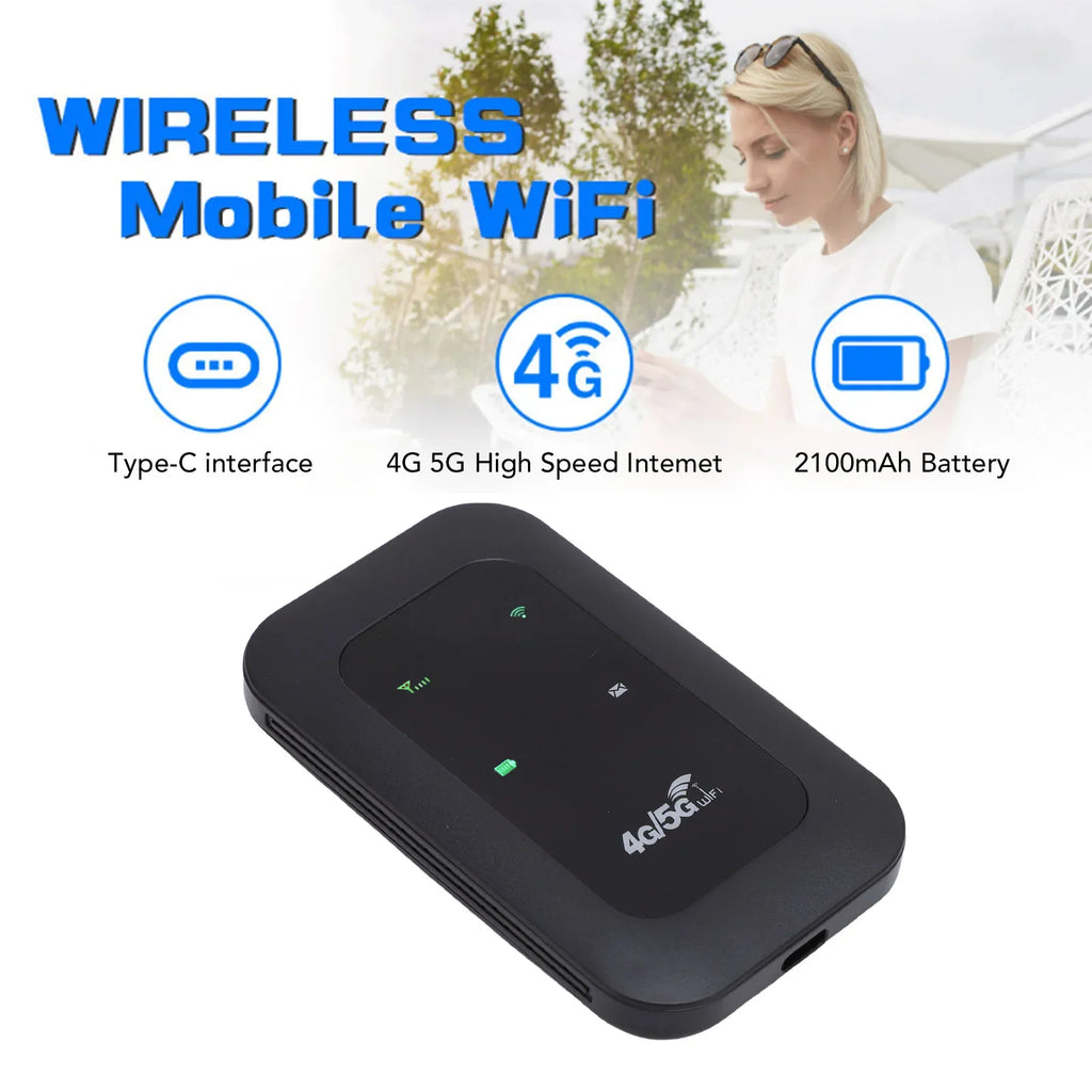 4G 5G WiFi Hotspot Supports 10 Connected Devices LTE Mobile Router for Travel 300Mbps High Speed SIM Card Slot Color LED Display