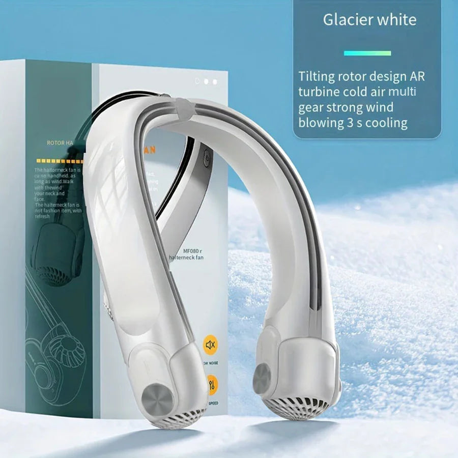 2025 New Portable Neck Fan, 360°surrounding Air Supply, 2400mAh Capacity Battery, Wearable Neck Fan Rechargeable for Outdoor Use