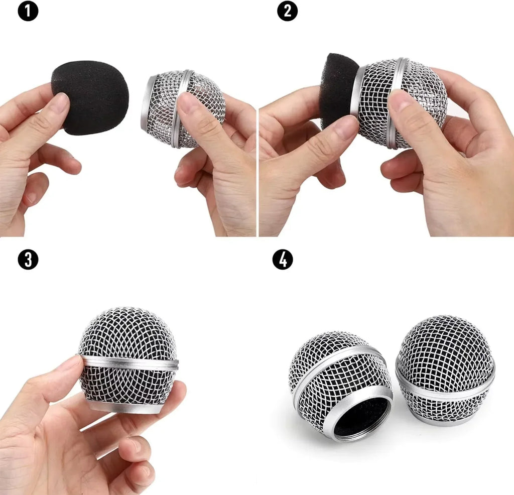 Mesh Ball Head Wired Wireless Microphone Grille Microphone Replacement Head Steel Shure SM58 Beta 58A
