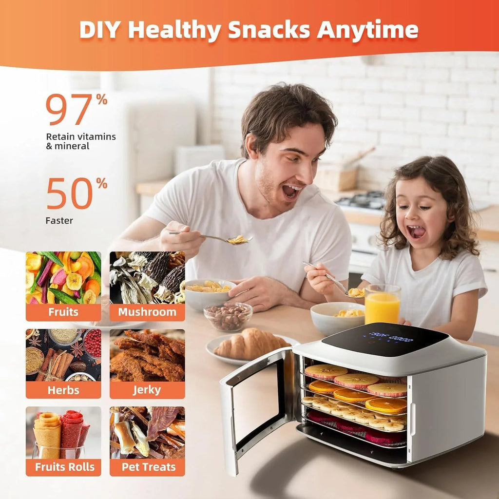 Digital Food Dehydrator - 4-Tray Electric Dryer for Jerky, Fruit, Pet Snacks - Precise Temp Control, 220V, BPA-Free Plastic