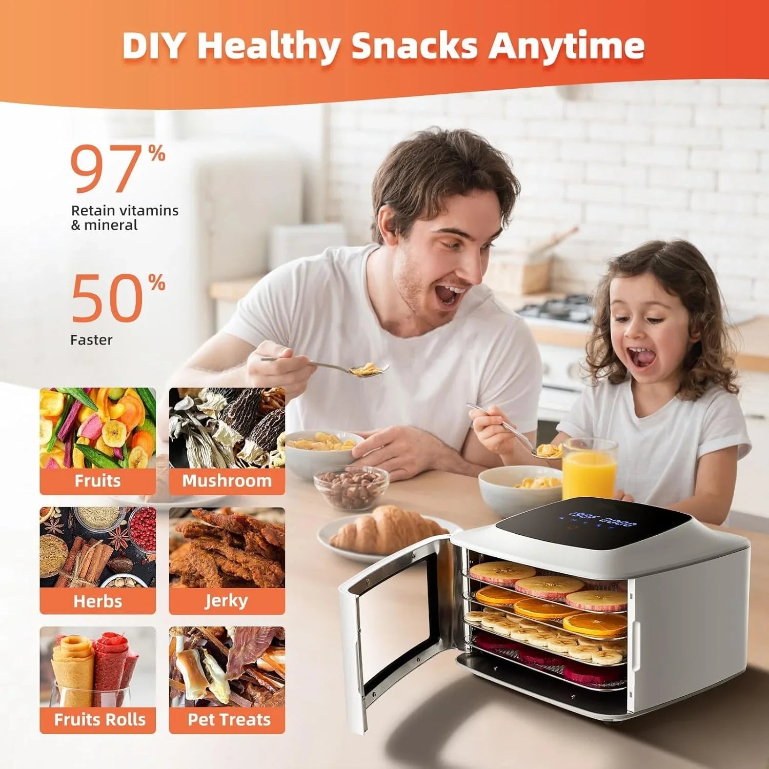 Digital Food Dehydrator - 4-Tray Electric Dryer for Jerky, Fruit, Pet Snacks - Precise Temp Control, 220V, BPA-Free Plastic