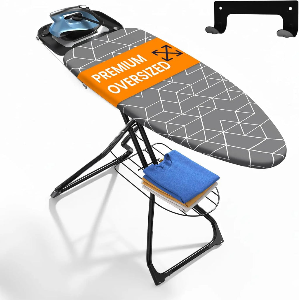 360° Rotating Dual-Sided Torso-Shaped Ironing Board with Adjustable Height, Detachable Holder & Garment Clips