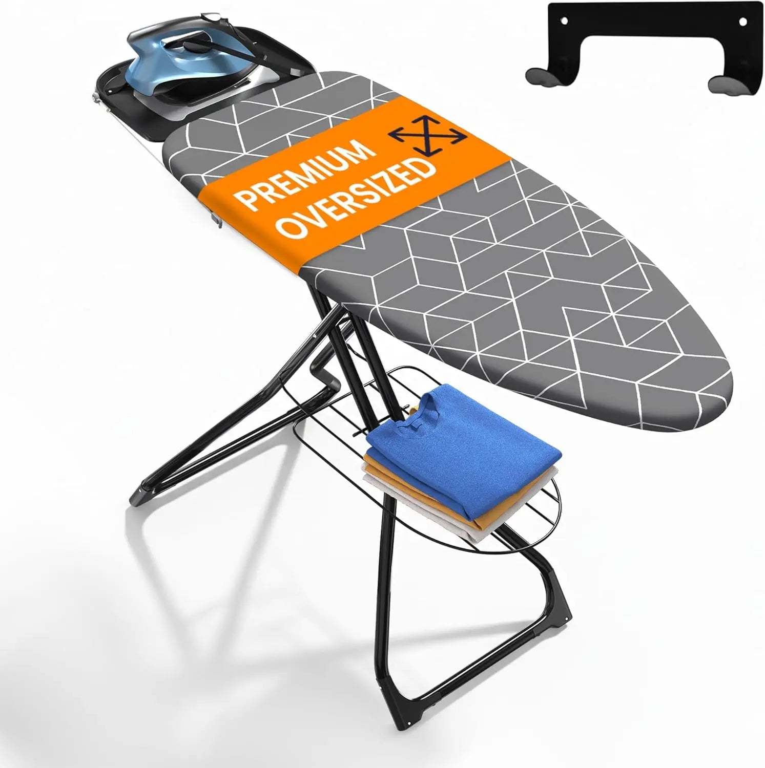 360° Rotating Dual-Sided Torso-Shaped Ironing Board with Adjustable Height, Detachable Holder & Garment Clips
