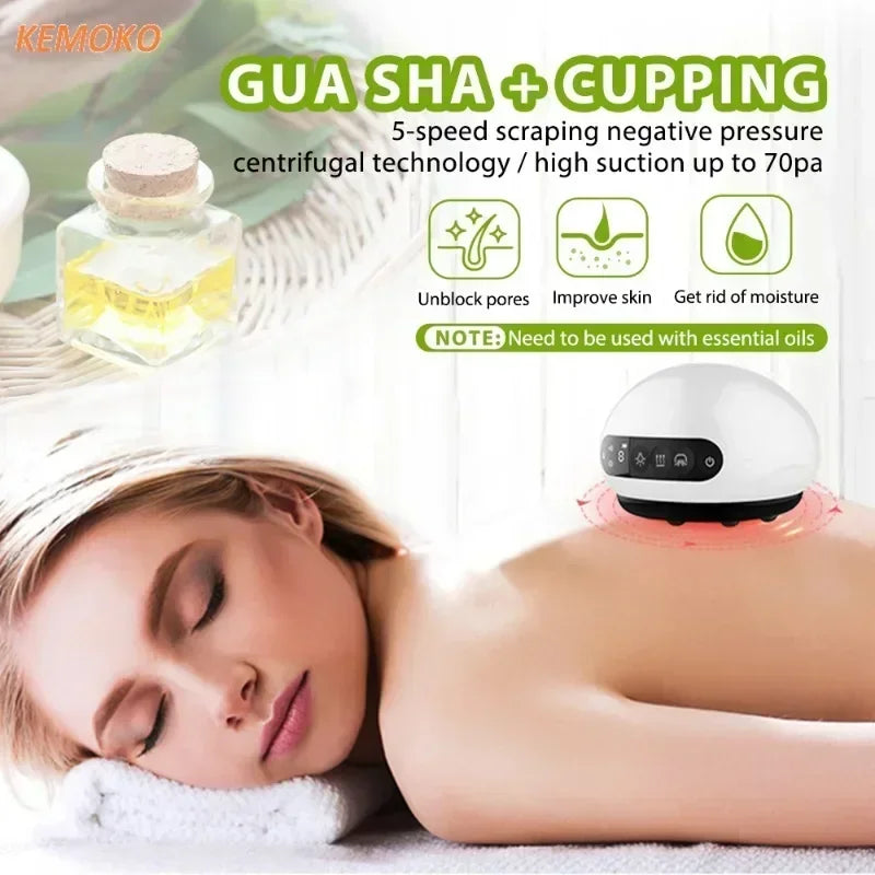 Electric Cupping massage Guasha Scraping EMS Body massager Vacuum Cans Suction Cup IR Heating Fat Burner Slimming Body Massger