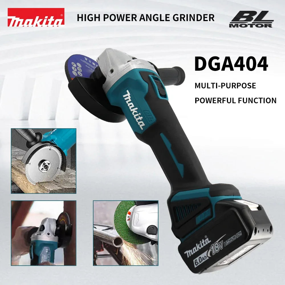 2025 Makita 18V 125mm DGA404 Brushless Lithium Electric Angle Grinder Rechargeable Cutting Machine High Power Polishing Machine
