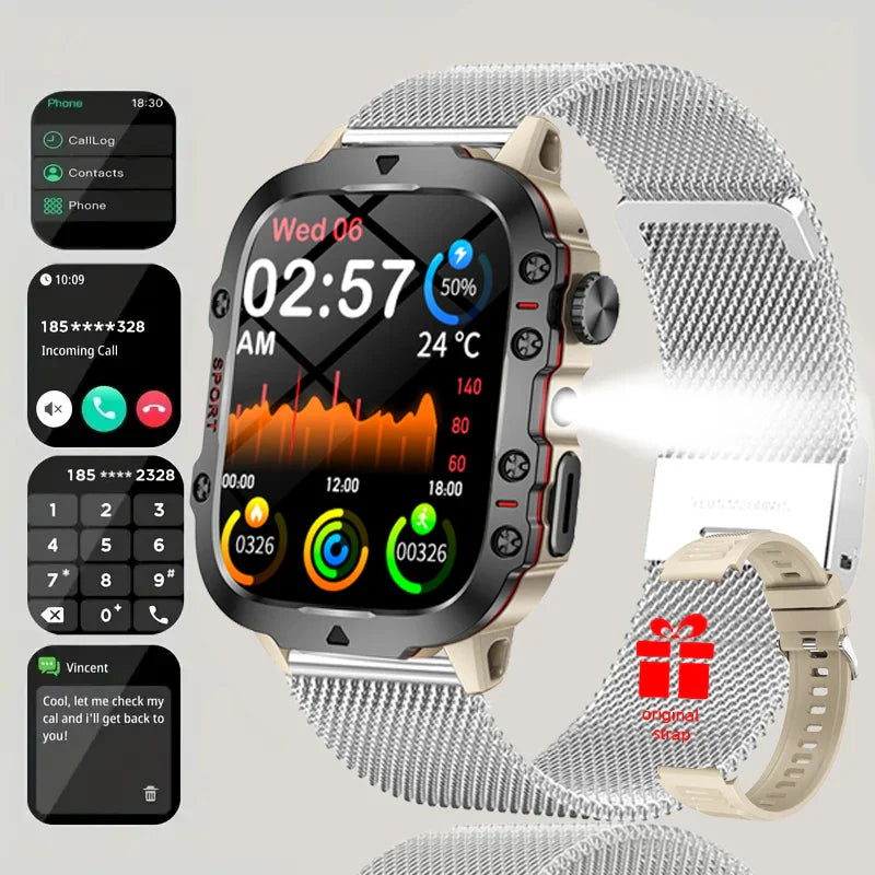 2026 New Hot GPS Sports Men Smartwatch Men 1.81-Inch HD Bluetooth Call Waterproof LED Flashlight Stainless Military Smart Watch