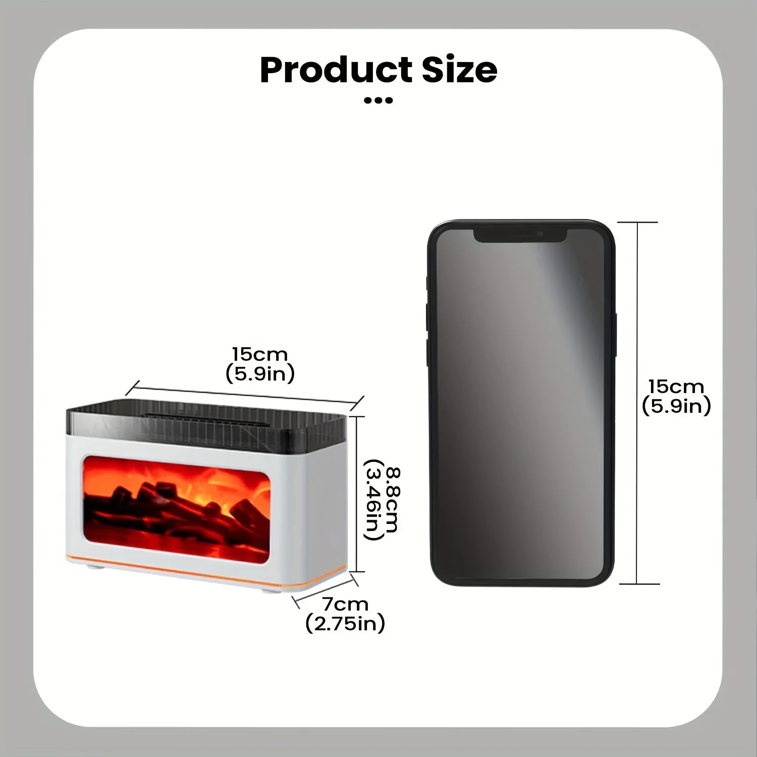 Simulated Fireplace Flame Aroma Diffuser with 7 Color Lights, Perfect Mini Air Humidifier for Christmas, New Year