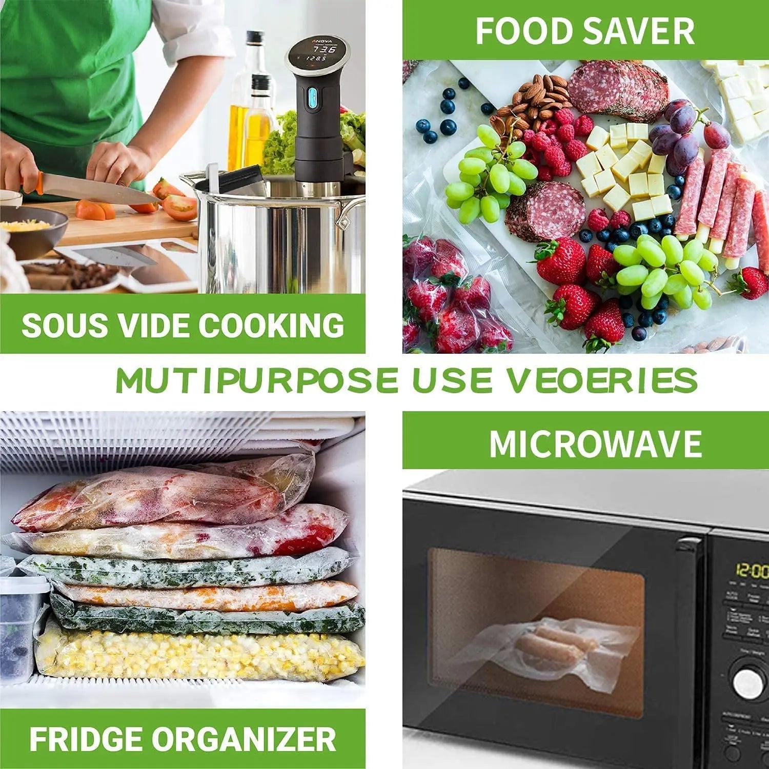 Vacuum Sealer Bags Rolls for Food Commercial Grade BPA Free Puncture Prevention Great for Sous Vide Cooking