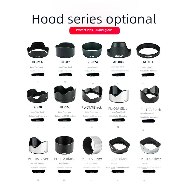 Viltrox Original Camera Lens Hood for 23mm 24mm 33mm 56mm 13mm 85mm Fujifilm X Sony E Mount Nikon Z Mount Canon EOS M mount Lens