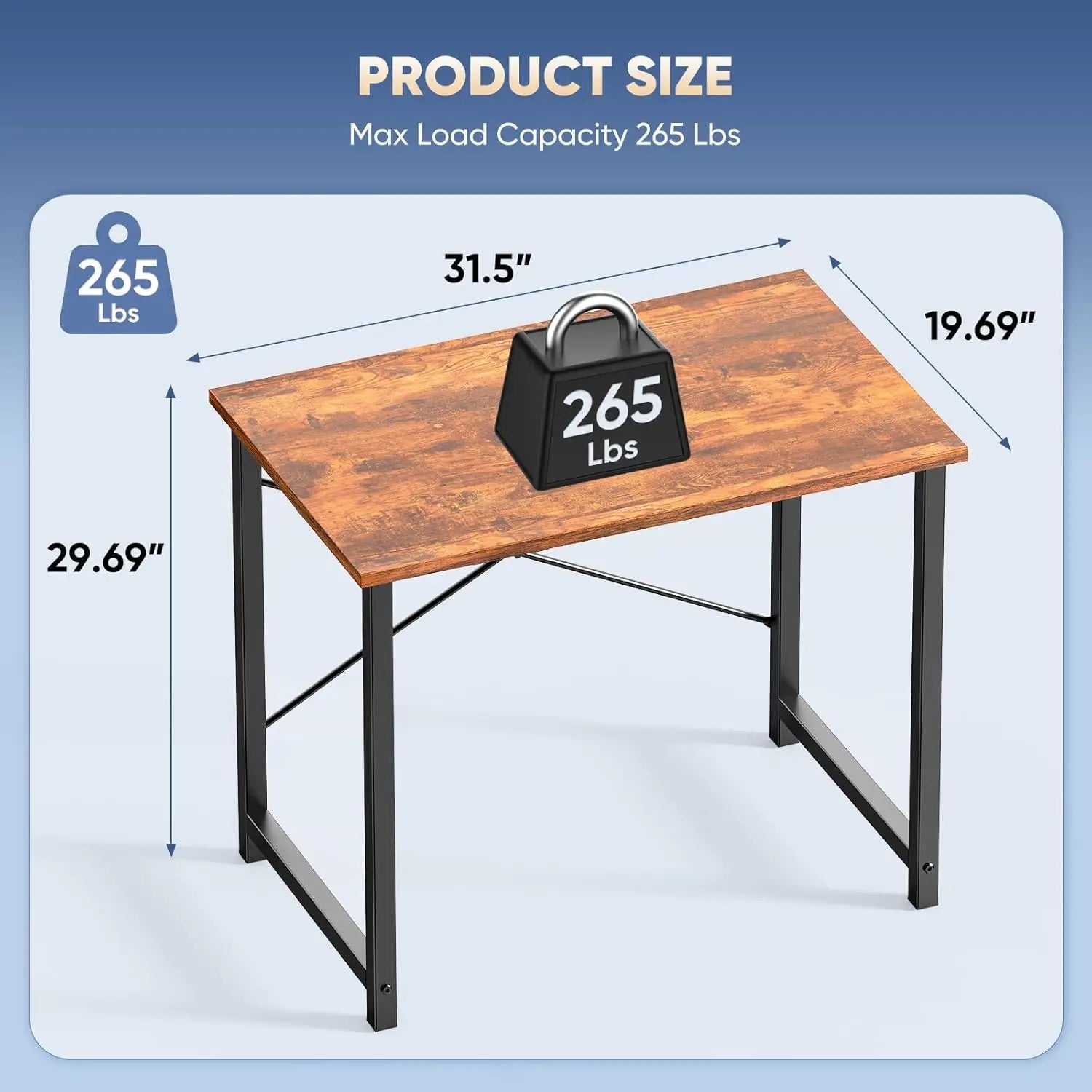 32-inch Modern Computer Desk with X-Brace Support, Waterproof MDF Top, 265lb Capacity for Home Office Study