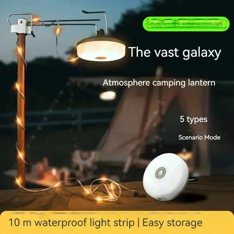 Camping Lamp LED Strip Atmosphere 10M Length 2 Color Emergency Recyclable Light Belt Outdoor Garden Decoration Lamp Tent Room