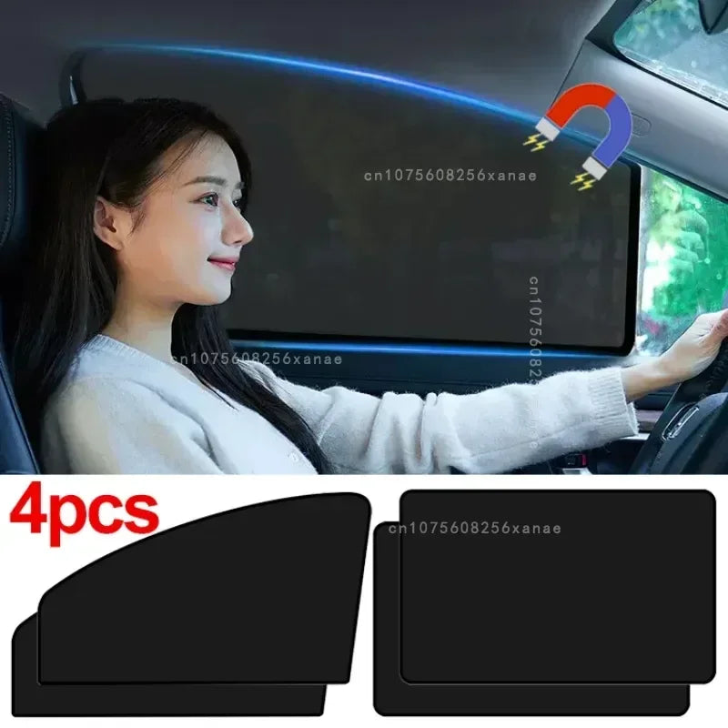 Car Magnetic Window Sunshades With 4/2pc UV Protection Function Privacy Sunshade Window Cover Middle Plate Privacy Curtain amagi