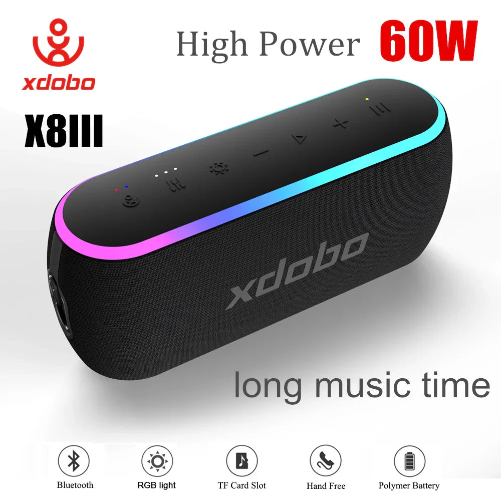 XDOBO X8 III Bluetooth Speaker Wireless Subwoofer 6600mAh 60W Powerful Deep Bass Power Bank Outdoor Party Hiking Music Fun