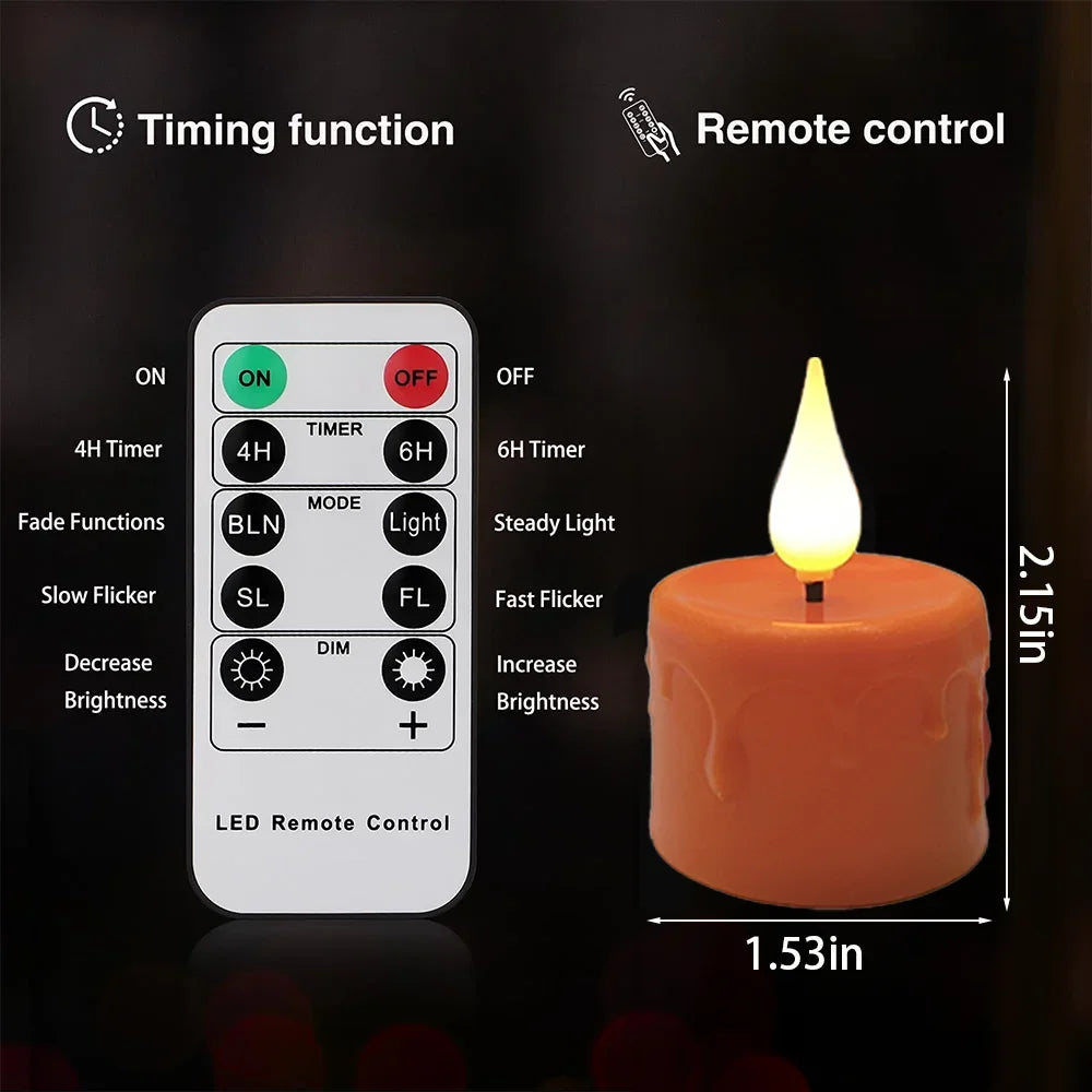 Rechargeable Flameless LED Candle Lights Warm Light for Home Decor Wedding Holiday Night Lights Halloween Black Candle Light
