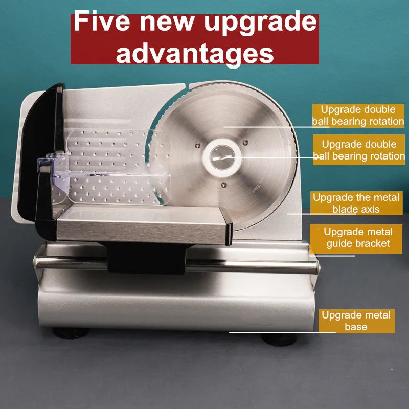 220V Electric Meat Slicer, Commercial Mutton Beef Lamb Cutter, Automatic Vegetable & Bread Slicing Machine, Stainless Steel Food