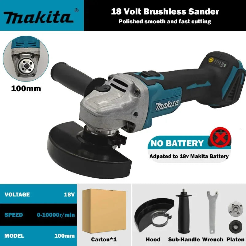 2025 Makita 18V 125mm DGA404 Brushless Lithium Electric Angle Grinder Rechargeable Cutting Machine High Power Polishing Machine