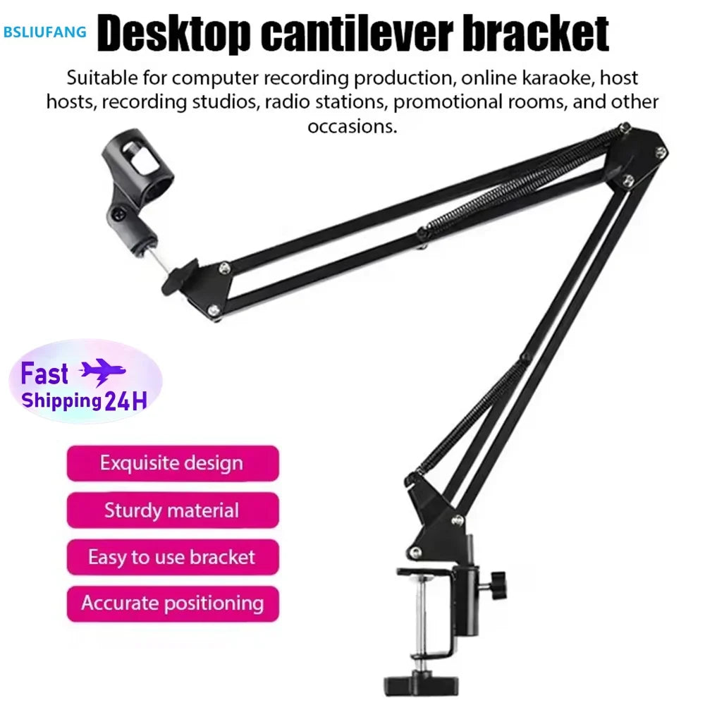 BSLIUFANG Professional Flexible Scissor Arm Microphone Stand – Adjustable Desktop Boom Holder for Podcast/Streaming/Youtube