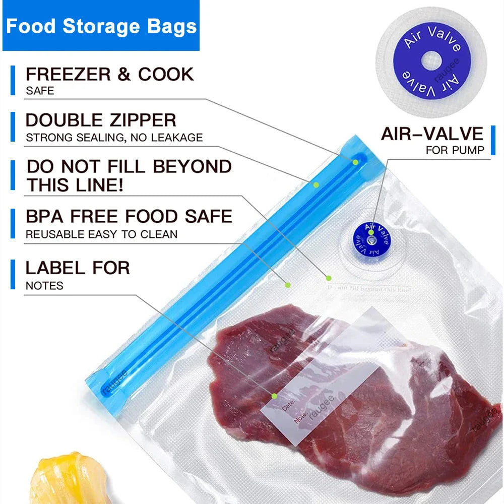 Food Vacuum Bags Reusable Vacuum Storage Sealed Bag for Kitchen Food Vacuum Sealer to Food Fresh Long Keeping Vacuum Packed Bags