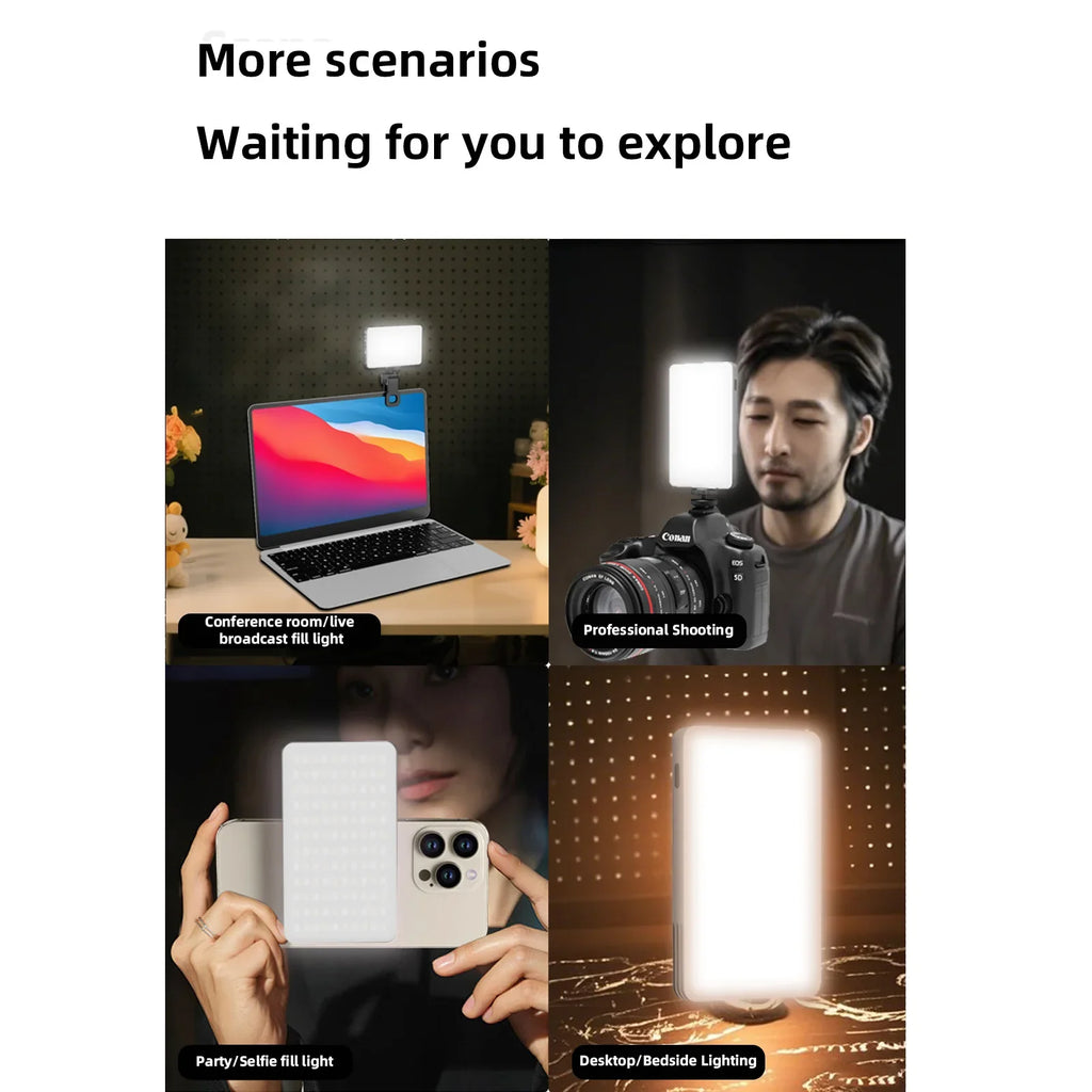 New Model 160pcs High Brightness LED 10W Mini Photography Live Fill Light 3000mAh Battery 3 Light Modes CRI95 Selfie Light 