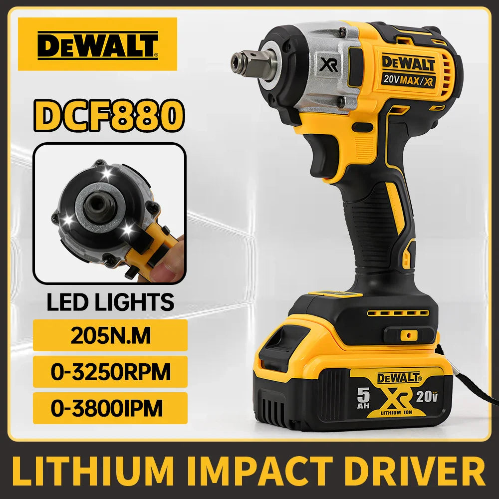 Dewalt DCF880 Cordless Electric Brushless Wrench Impact LED Light 3250RPM 205N.m Wireless Power Tool for Home Improveme