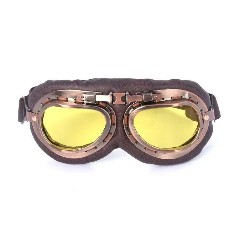 Retro Motorcycle Goggles Glasses Vintage Moto Classic Goggles for Harley Pilot Steampunk ATV Bike Copper Helmet