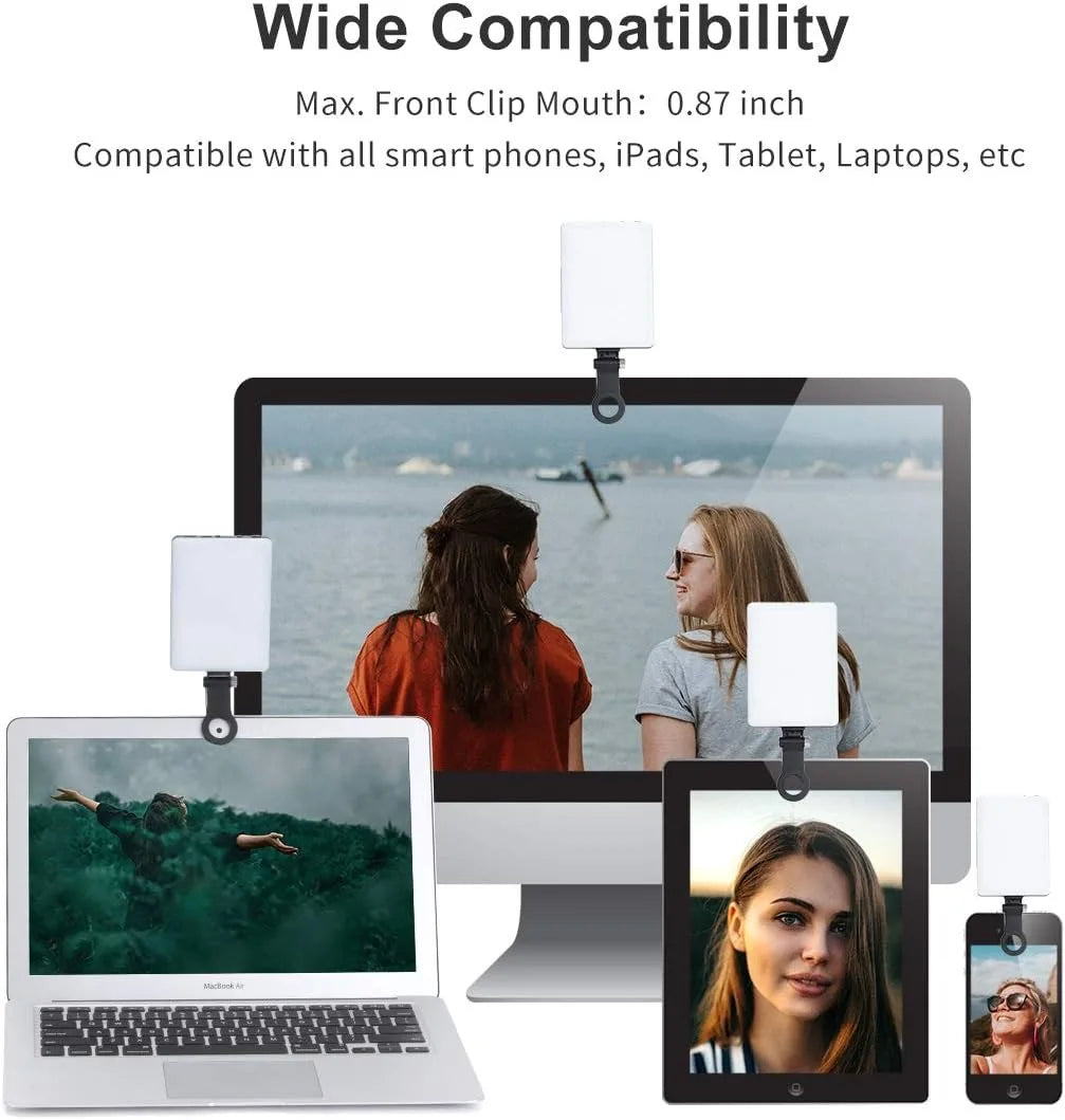 LED Portable Clip-on Selfie Light; Video Conference Lighting, 3 Lighting Modes, Suitable for iPhone Camera Laptop