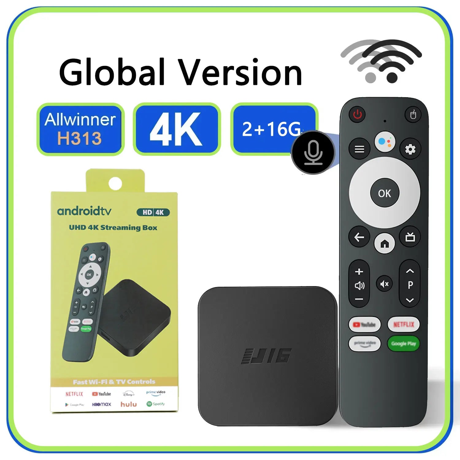 4K Ultra HD Smart TV Box U16 Android 11.0 Allwinner H313 2GB RAM 16GB ROM with Dual Band WiFi for High Speed Streaming and Ent