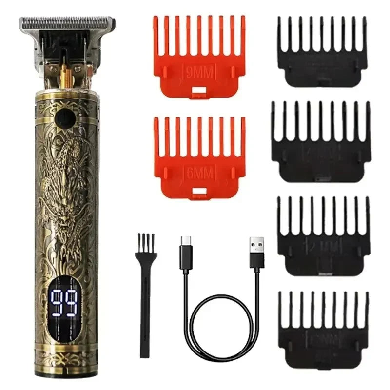 Men's Electric Vintage T9 Hair Clipper For Beard Trim Tools Professional Carving USB Charging Barber Hair Cutting Machine