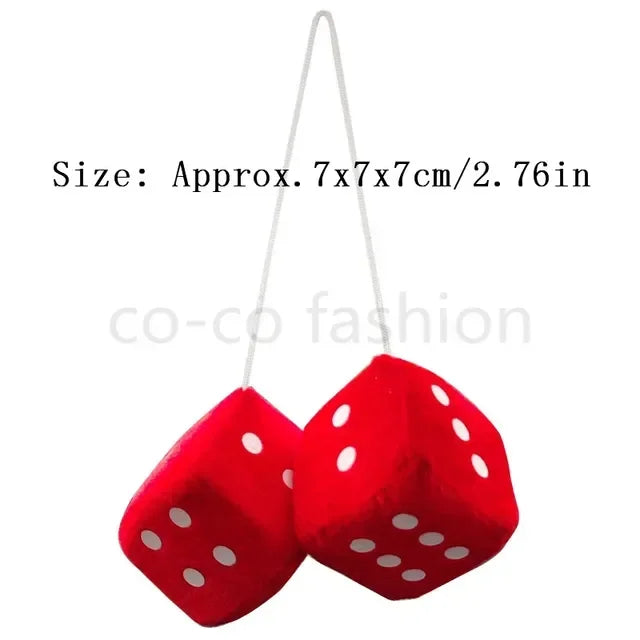 2pcs Plush Dice Toys Velvet Pendants Car Hanger With Suckers Stress Relief Squeeze Cube Fluffy Stuffed Decoration Eid Amagi