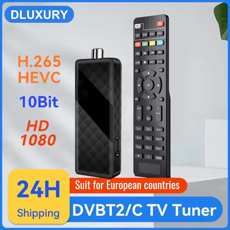 For Europe H.265 DVB-T2&C TV Decoder HD 1080P Mini TV Tuner HEVC 10Bit U8mini Digital Terrestrial Receiver Support WiFi