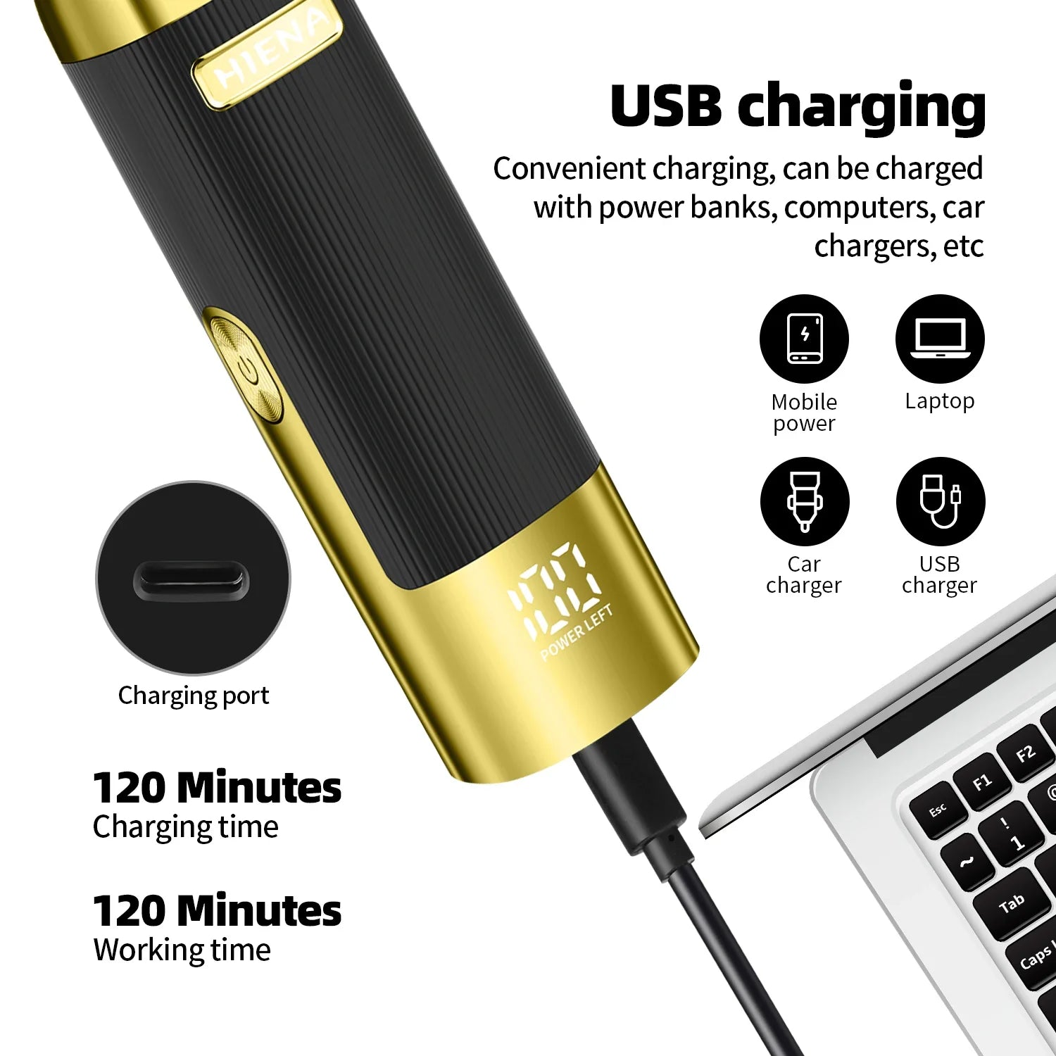 Professional Beard Hair Trimmer For Men Electric Razor and Sideburn Trimmer for Men Rechargeable USB with Display Body Beard