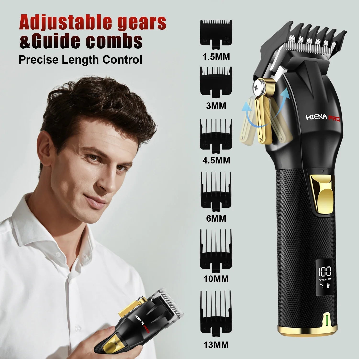 hair clipper professional high-end men's electric clipper with color metal body new hair clipper LED digital display
