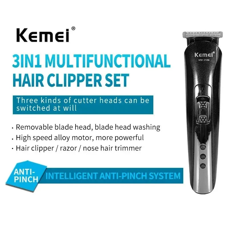 Kemei Electric Rechargeable Nose Professional Shaving Machine KM-1506 3 in 1 Electric Shaver USB Charging Hair trimmer