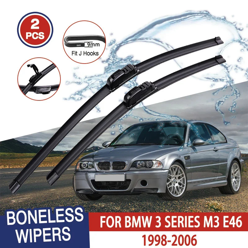 For BMW 3 Series M3 E46 1998-2006 Car Wiper U-type Soft Rubber Boneless Wiper HD Quiet Durable Automotive Wiper 22"+20"