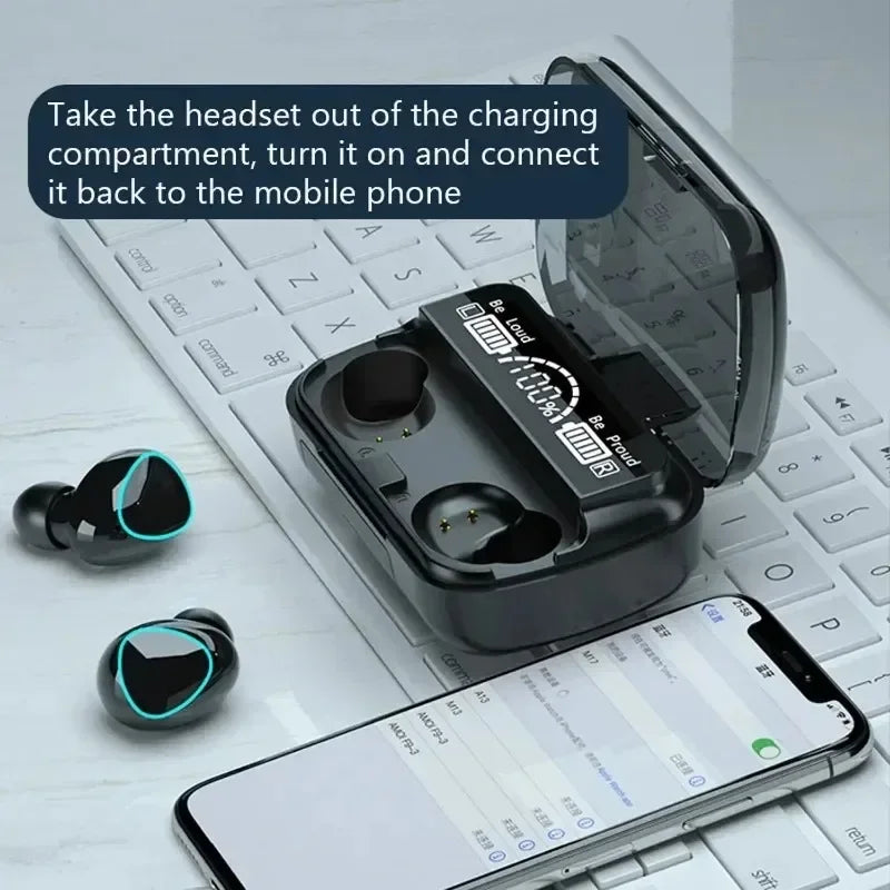 M10 TWS Bluetooth 5.3 Headphones 3500mAh Charging Box Wireless Earphones With Mic 9D Stereo Sports Waterproof Earbuds Headset