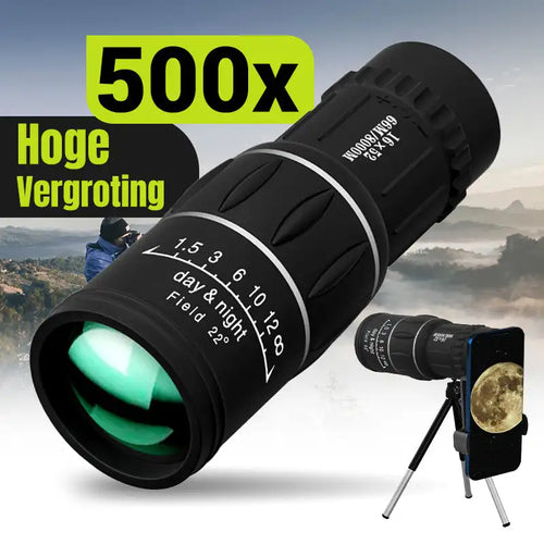 16x52 Long Range Monocular Telescope High - Power, Dual Focus, Optical Zoom Scope, High Magnification for Night Spyglass Use