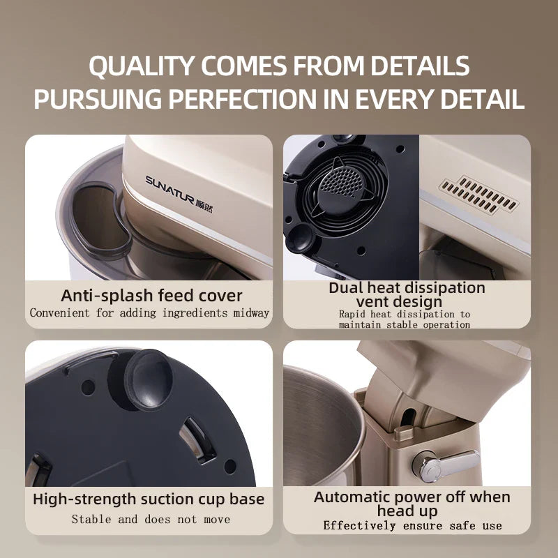 SUNATUR 5.5L Stand Mixer 800w electric kitchen blender planetary mixer timed Food Processor Direct current mixer Cake Baking