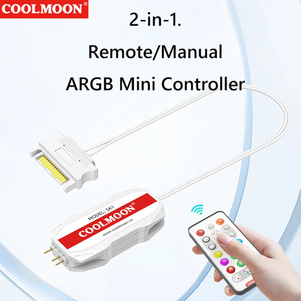 3 in 1/2 in 1 ARGB Controller Cable 5V 3 Pin 3Pin To SATA LED Color Intelligent Fan Controller HUB Adapter RGB Remote Controller