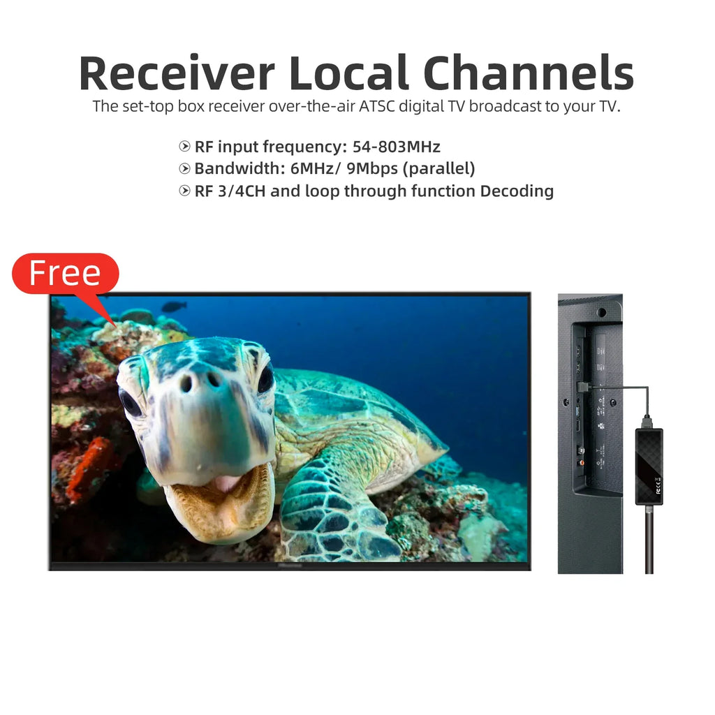 Digital Converter Box TV Receiver for TV,1080P ATSC tv Tuner Box with hdmi Output Hidden Behind TV,with 2-in-1 Remote