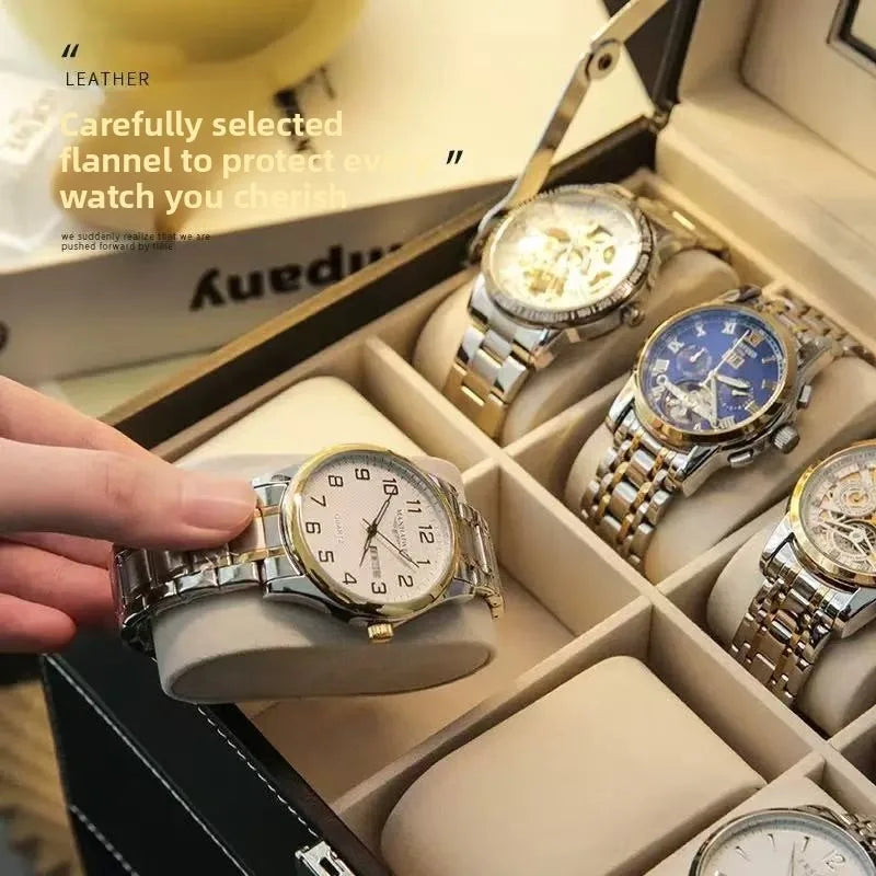 Exquisite High-end Large Capacity Watch Storage Box with Detachable Inner Lining Family Ornaments Men's Travel Gifts
