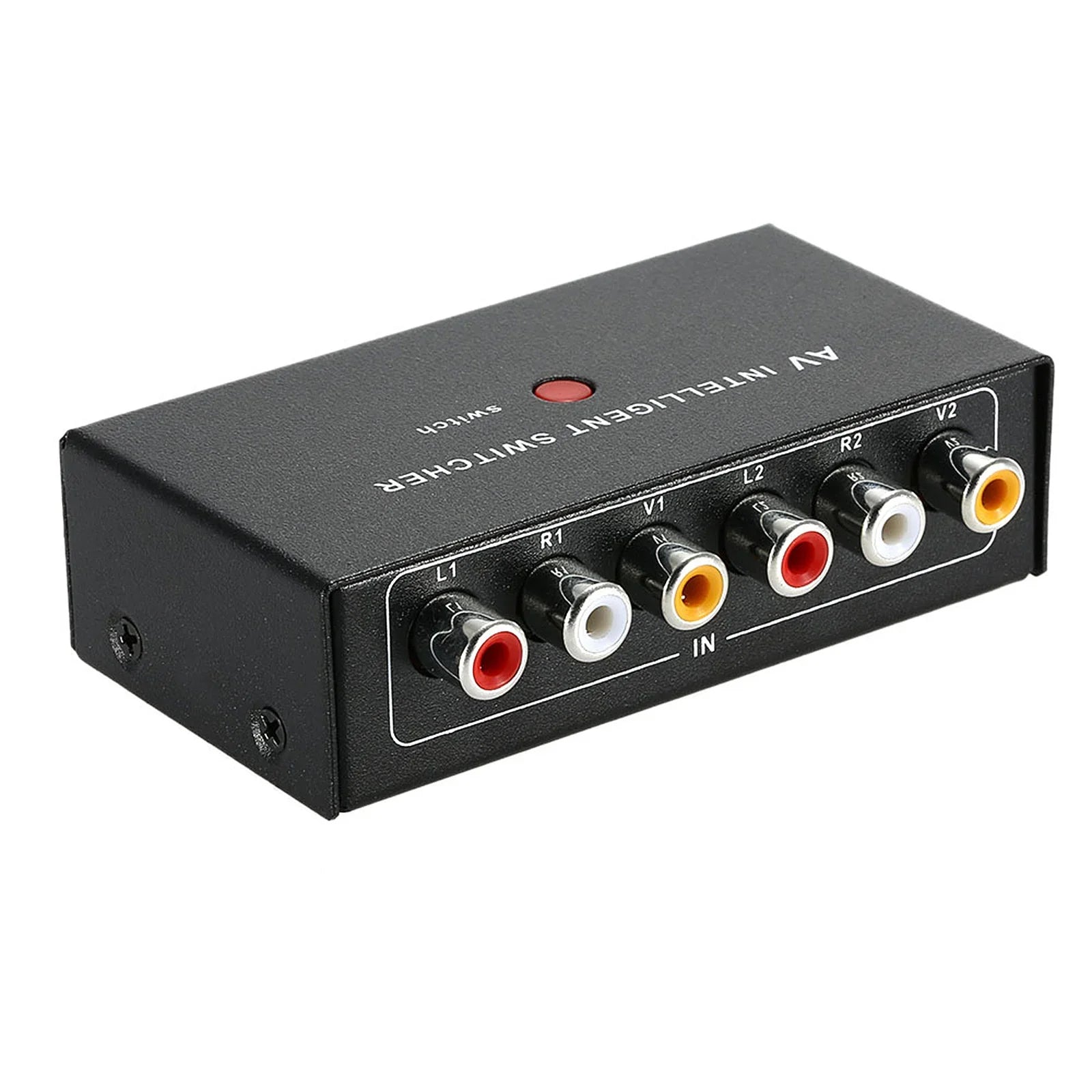 Portable AV Intelligent Switcher 2 to 1 Channel RCA Audio Video Switcher with Button Control Support Auto / Manual Control
