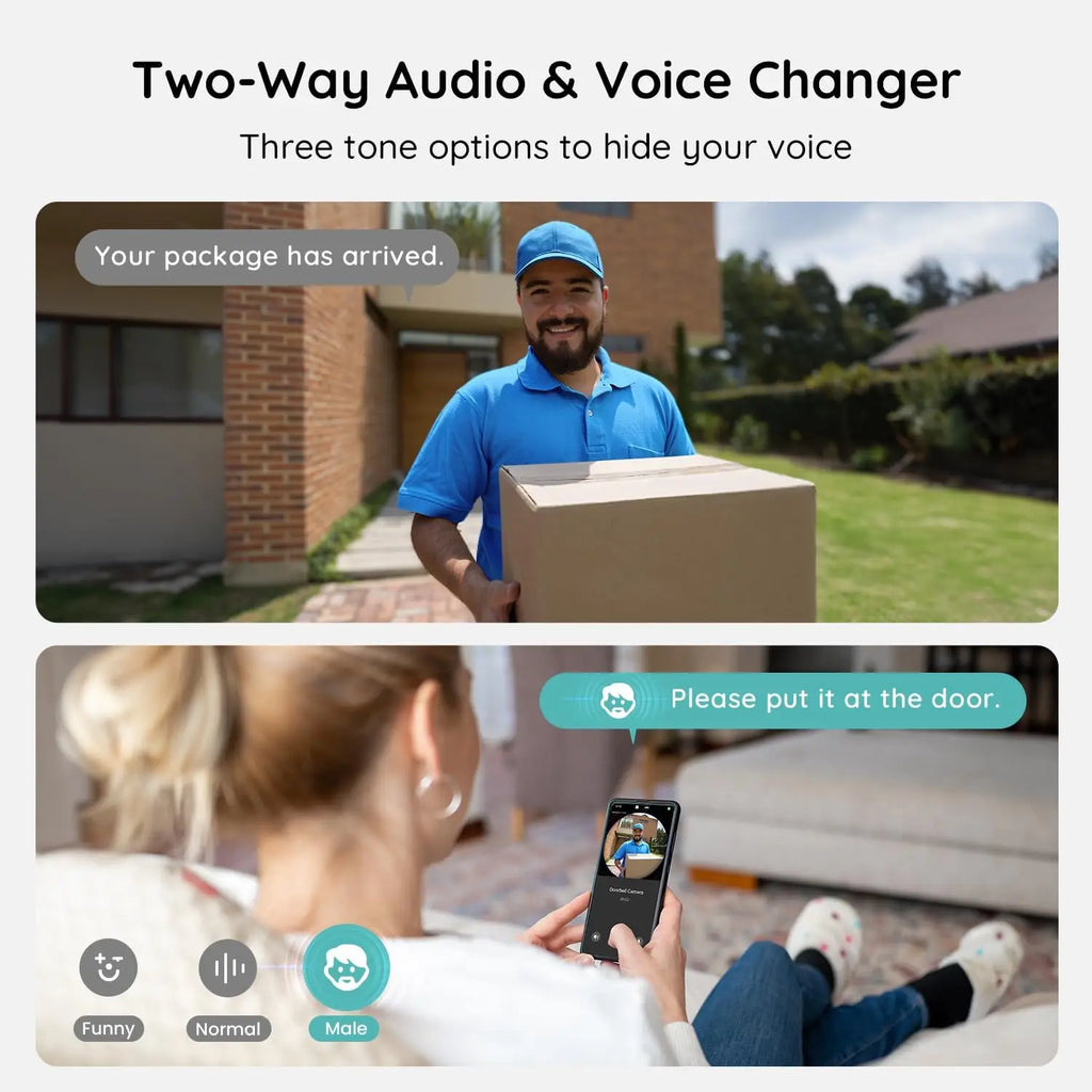 Wireless Video Doorbell Camera, No Subscription, 180° Wide-Angle, 2K Night Vision, AI Detection, Two-Way Audio