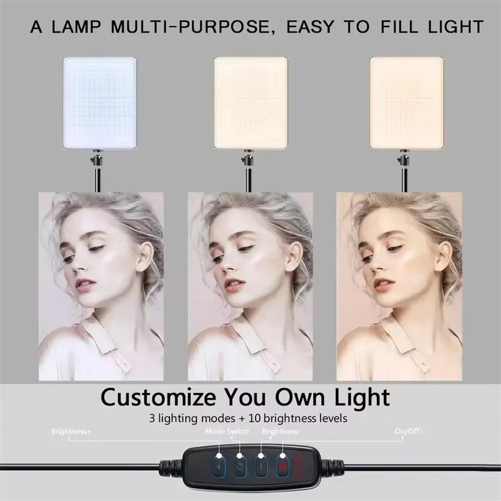BSLIUFANG LED Photography Selfie Lights Conference Lighting Photo Studio Lamp With Scissor Arm Stand For YouTube Live Streaming