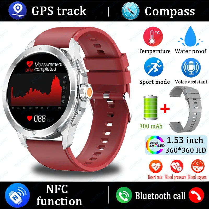 2025 New S4 Ultra Smart Watch Men Blood Oxygen Heart rate Compass Waterproof NFC GPS Tracking Bluetooth Call Sport Smartwatch
