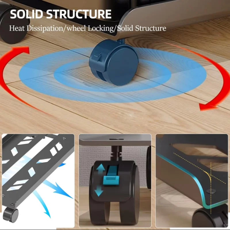 Mobile CPU Stand, Steel PC Tower Stand CPU Holder with Rolling Caster Wheels, Computer Tower Stand Fits Most PC for Home Office